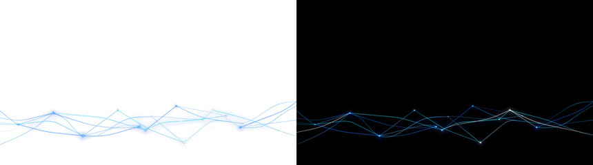 Blue network node connection graph lines link across glowing points suited for data technology designs, PNG, Transparent and Black Background Versions © FahamidaAlam