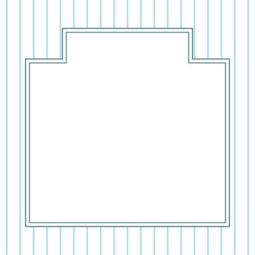 正方形のシンプルなバナーフレーム 水色のストライプ背景 / Simple square banner frame with mint green striped background