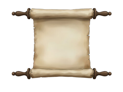Empty rolled parchment paper on white background