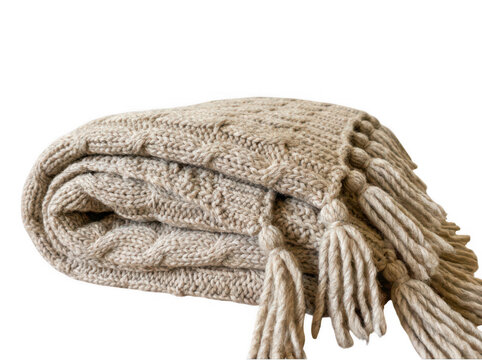 Soft gray knitted scarf with fringe edges
