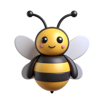 A cute cartoon bee character isolated on a white background