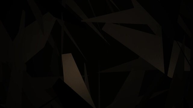 Abstract dark background featuring sharp geometric shapes shifting and rotating in dynamic motion graphic