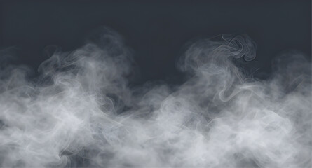 Fototapeta premium White Smoke Overlay Effect Isolated Black Background Abstract Steam Swirl Texture Graphic