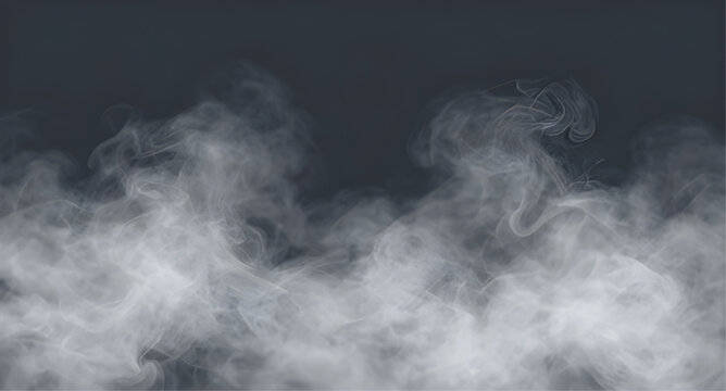 White Smoke Overlay Effect Isolated Black Background Abstract Steam Swirl Texture Graphic