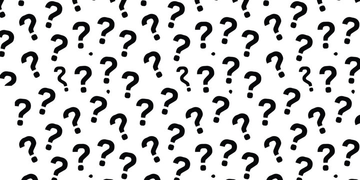 Question mark pattern scattered black inquiry symbols on transparent background for research concepts.