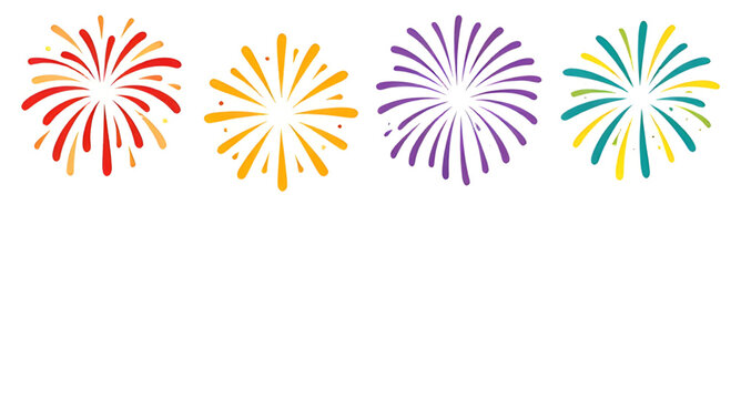 Fireworks Border Vector Illustration Isolated White Background Festive Celebration Header   