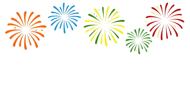 Colorful Fireworks Display Vector Graphic Isolated White Background Festival Party Header   