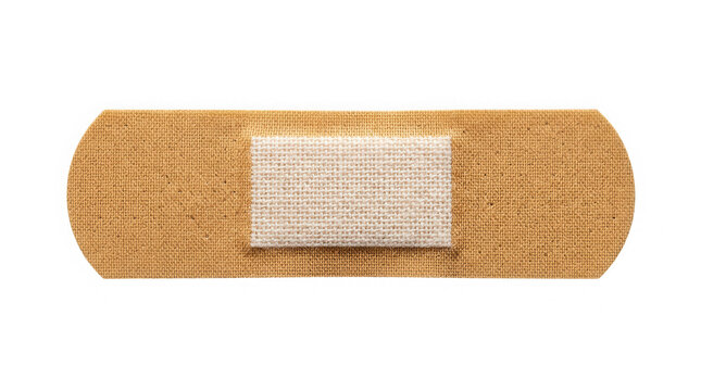 One single adhesive bandage strip used for covering minor skin cuts and healing small wounds