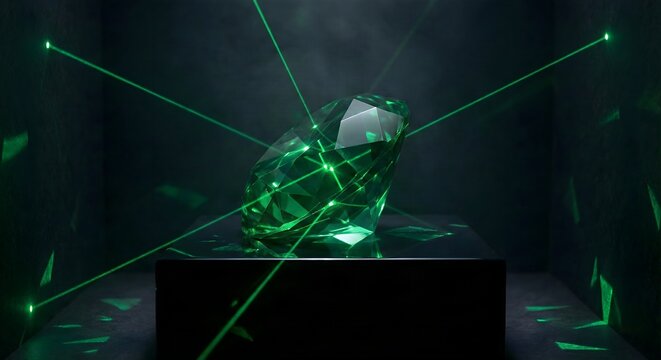High Tech Laser Security Rays Scanning Precious Green Diamond