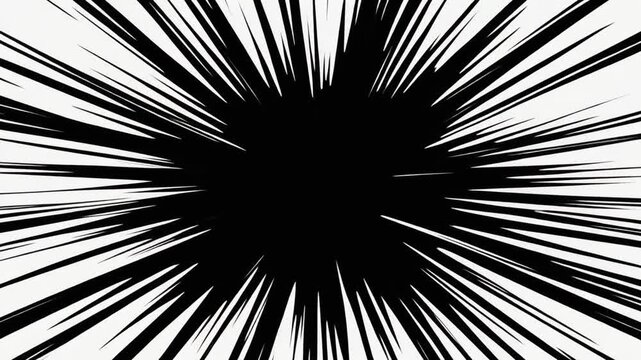 Dynamic manga style black and white speed lines background for comic action scenes and graphic design