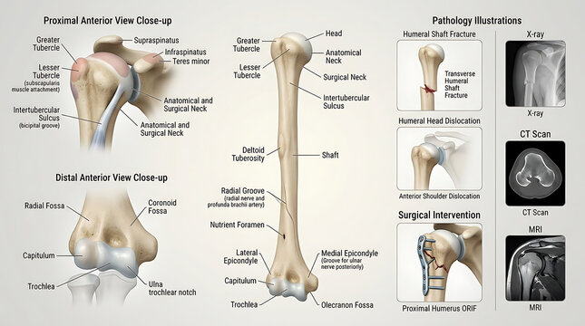 3D Photorealistic Complete Human Humerus Anatomy with Proximal Shaft and Distal Portions