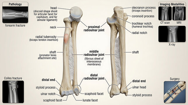 3D Photorealistic Complete Human Radius and Ulna Anatomy with Proximal Shaft and Distal Portions
