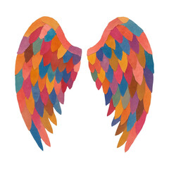 Fototapeta premium PNG Colorful watercolor angel wings illustration.