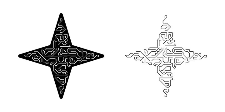 AI Star Symbol With Electric Circuit Vector Graphic Illustration
