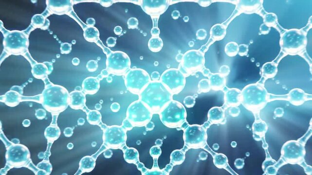 Abstract Molecular Network with Glowing Blue Particles