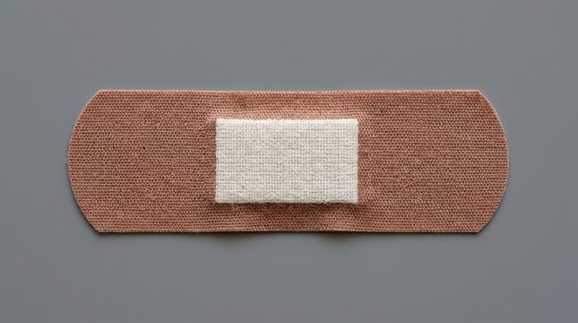 A standard brown adhesive bandage for medical wound care and first aid treatment of small cuts