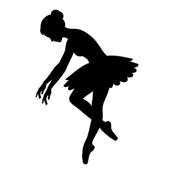 Ballerina curtsy bow silhouette, graceful ballet dancer vector art
