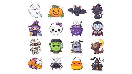 Obraz premium Cute Halloween Character Icon Pack