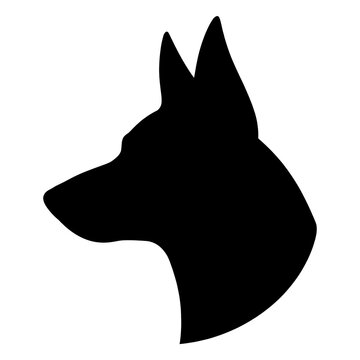 German Shepherd head portrait silhouette, dog logo black vector art