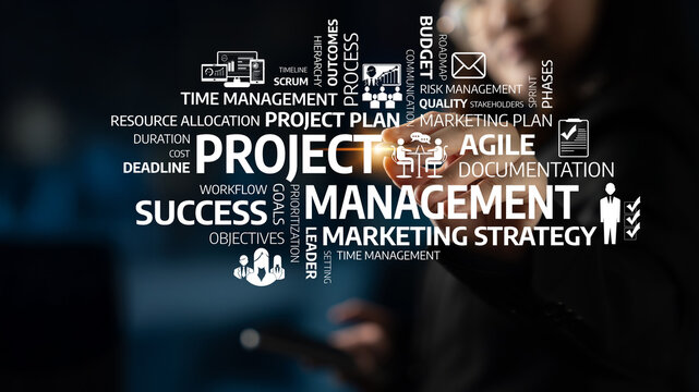 This image illustrates key concepts of project management and marketing strategies, emphasizing the importance of agile practices and effective time management for achieving success. Tessel