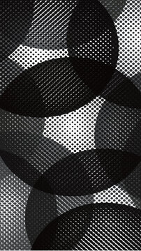 Abstract Monochrome Halftone Pattern With Overlapping Circles