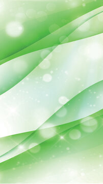 Abstract Green Background With Smooth Waves and Sparkling Bokeh Effect