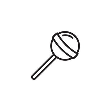 Simple outline icon of a spiral lollipop sweet treat on a stick.