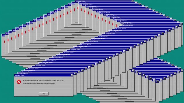 Retro Computer System Error Windows Cascade Effect