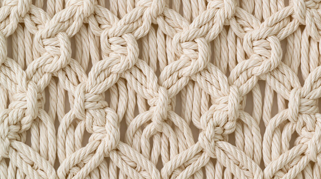 Cream macrame knots panel seen straight on