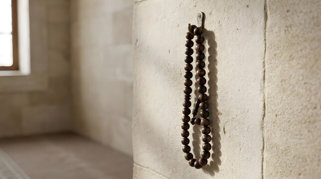 Prayer Beads Hanging On Mosque Wall