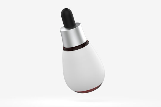 Dark Amber Glass Dropper Bottle Mockup. 3d illustration