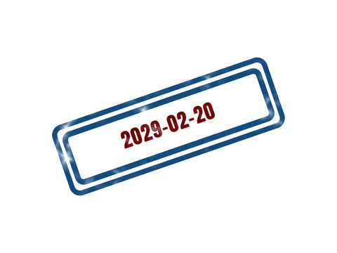 Blue vintage stamp with date 2023-02-20 isolated on transparent background