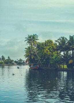 Peaceful Tropical Waterway in Alleppey, Kerala