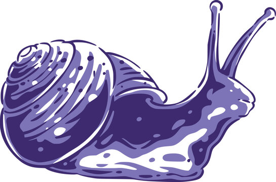 Stylized purple snail with spiral shell