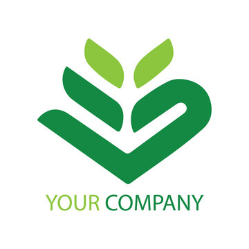 Green leaf sprout logo template vector illustration design with corporate branding and text placeholder