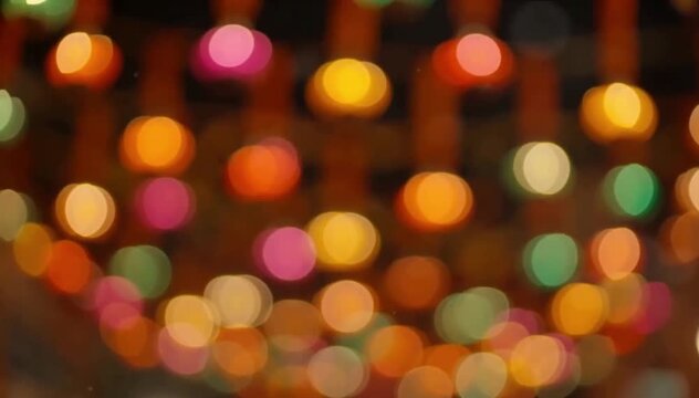 Abstract Navratri Festival Night Lights Bokeh Background