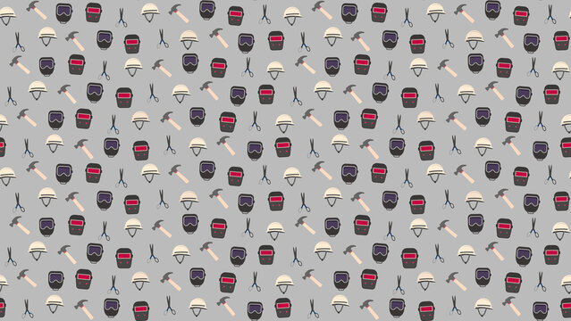 Seamless pattern of construction and safety tools icons