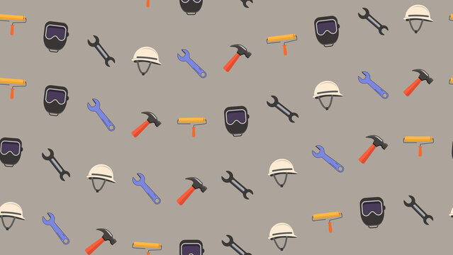 Seamless pattern of construction and repair tools