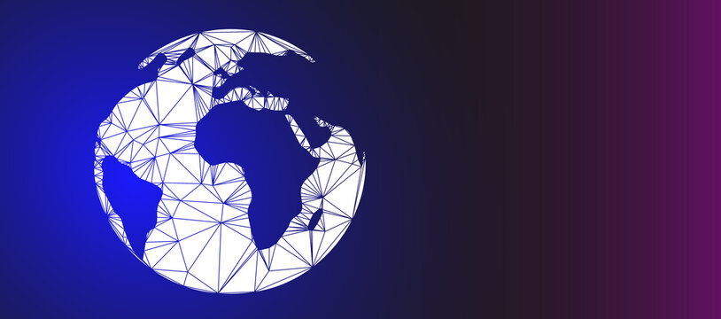 Abstract Digital Network Globe Illustration on Gradient Background for Global Business and Technology Concept