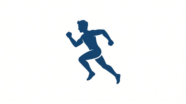 Fast sprinting man blue silhouette vector graphic
