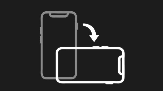 Smartphone screen rotation animation: portrait to landscape orientation guide for mobile apps and user interface