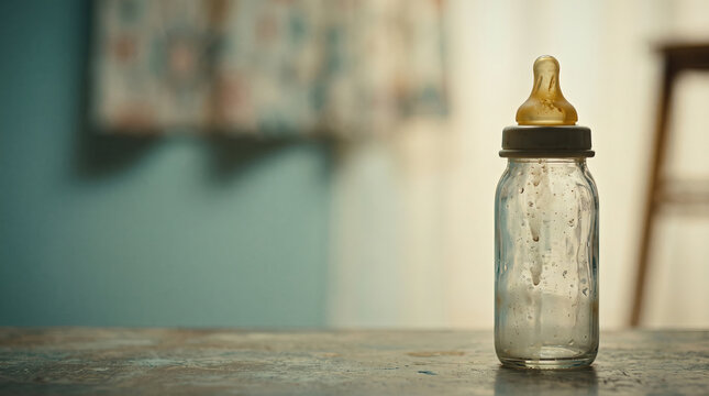 Used Baby Bottle Standing Alone, Quiet Reality of Everyday Parenting and Infant Care