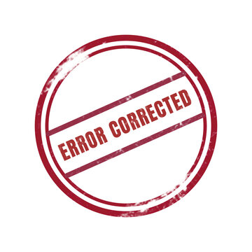 Error corrected stamp with red border and text