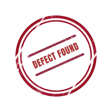 Red defect found stamp with crossed lines