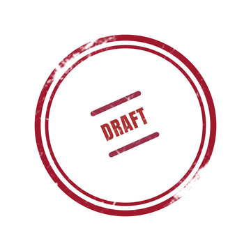 Red draft stamp with bold text on a clean background