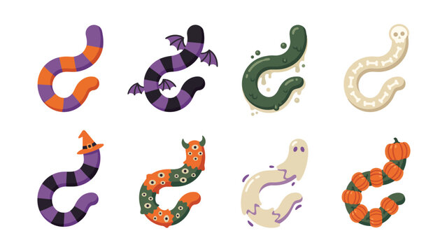 Halloween Gummy Worm Vector Illustration in Clean Cartoon Flat Style