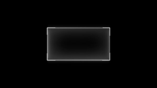 Minimalist glowing white rectangular frame overlay for cinematic editing and motion border neon