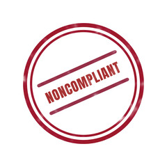 Red noncompliant circular stamp with crossed lines