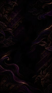 Dark Elegant Batik Nusantara Abstract Background with Traditional Indonesian Patterns