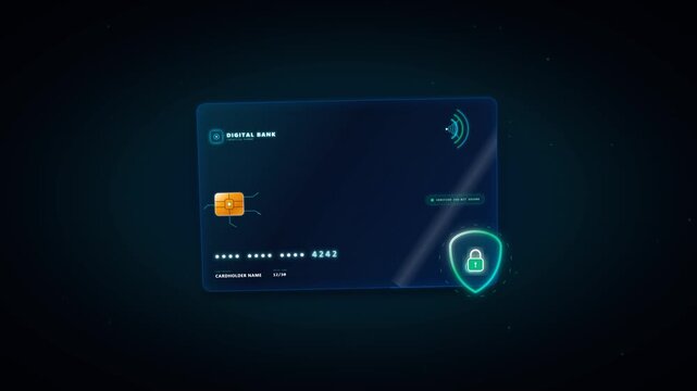 Secure contactless payment and digital credit card animation